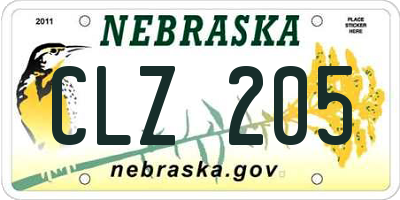NE license plate CLZ205