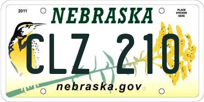 NE license plate CLZ210