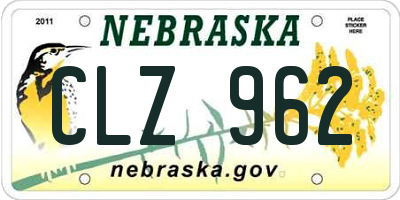 NE license plate CLZ962
