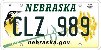 NE license plate CLZ989