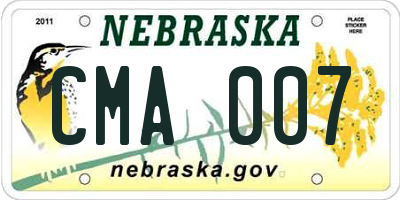 NE license plate CMA007