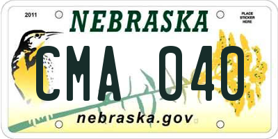 NE license plate CMA040
