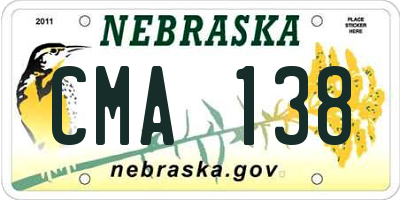 NE license plate CMA138