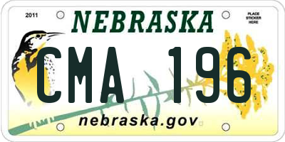 NE license plate CMA196