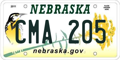 NE license plate CMA205