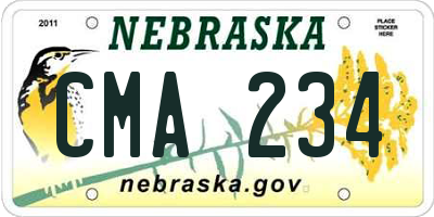 NE license plate CMA234