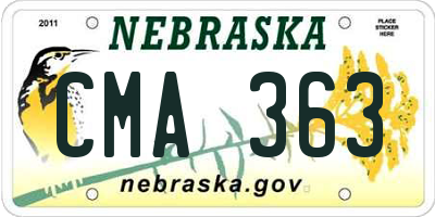 NE license plate CMA363