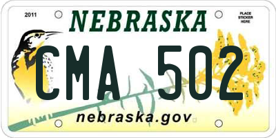 NE license plate CMA502