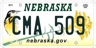 NE license plate CMA509