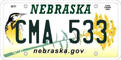 NE license plate CMA533