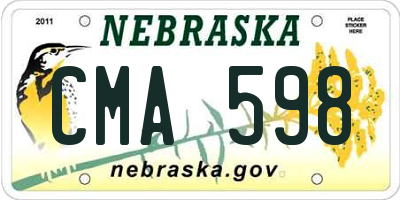 NE license plate CMA598