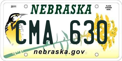 NE license plate CMA630