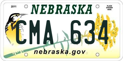 NE license plate CMA634