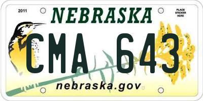 NE license plate CMA643