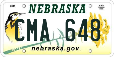 NE license plate CMA648