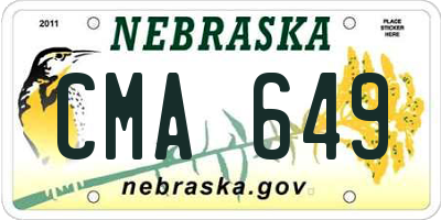 NE license plate CMA649