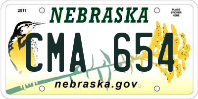 NE license plate CMA654