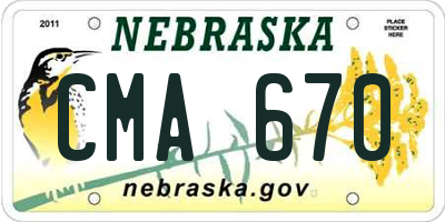 NE license plate CMA670