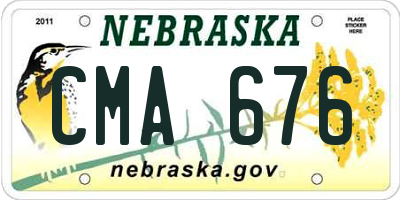 NE license plate CMA676
