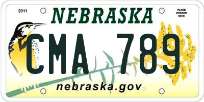 NE license plate CMA789
