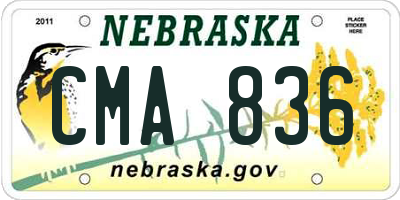 NE license plate CMA836