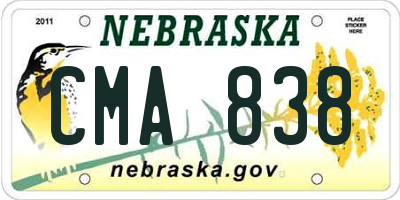NE license plate CMA838