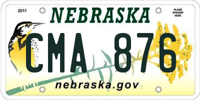 NE license plate CMA876