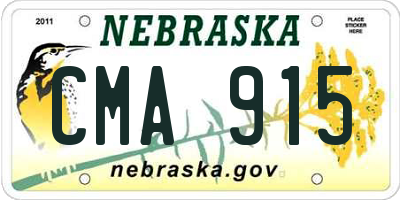 NE license plate CMA915