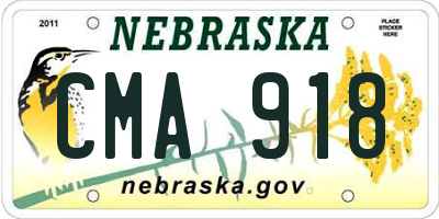 NE license plate CMA918