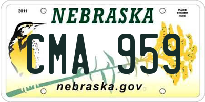 NE license plate CMA959