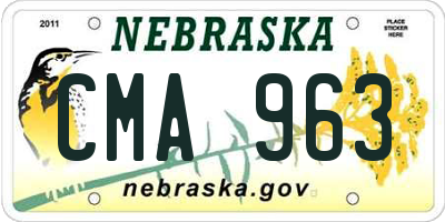NE license plate CMA963