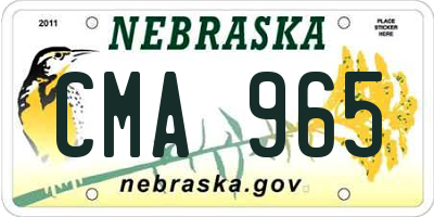 NE license plate CMA965