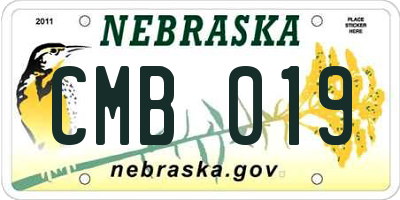NE license plate CMB019