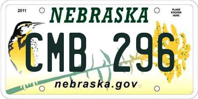 NE license plate CMB296