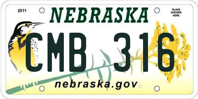 NE license plate CMB316