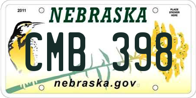 NE license plate CMB398