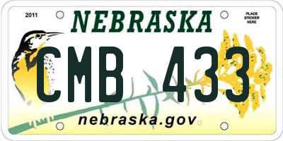 NE license plate CMB433