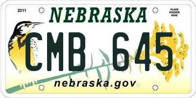 NE license plate CMB645