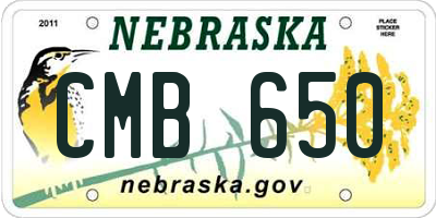 NE license plate CMB650