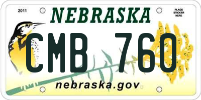 NE license plate CMB760