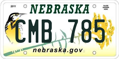 NE license plate CMB785