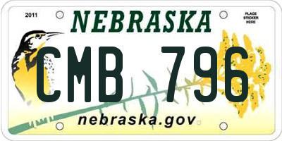 NE license plate CMB796