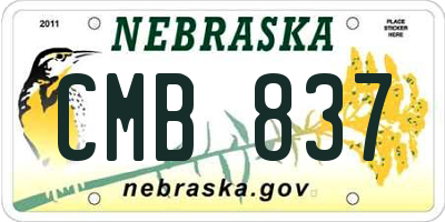 NE license plate CMB837