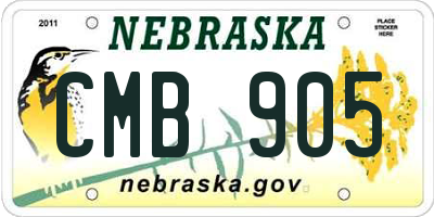 NE license plate CMB905
