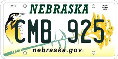 NE license plate CMB925