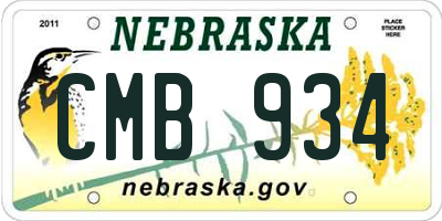 NE license plate CMB934