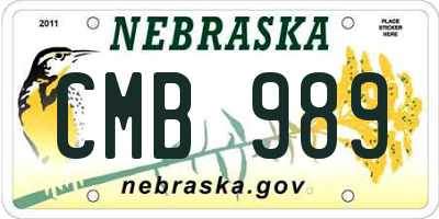 NE license plate CMB989