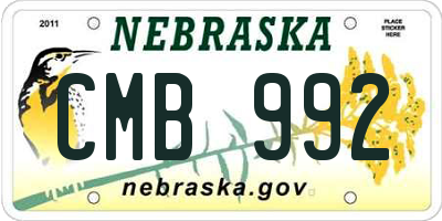 NE license plate CMB992