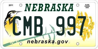 NE license plate CMB997