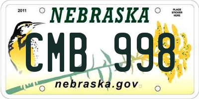 NE license plate CMB998